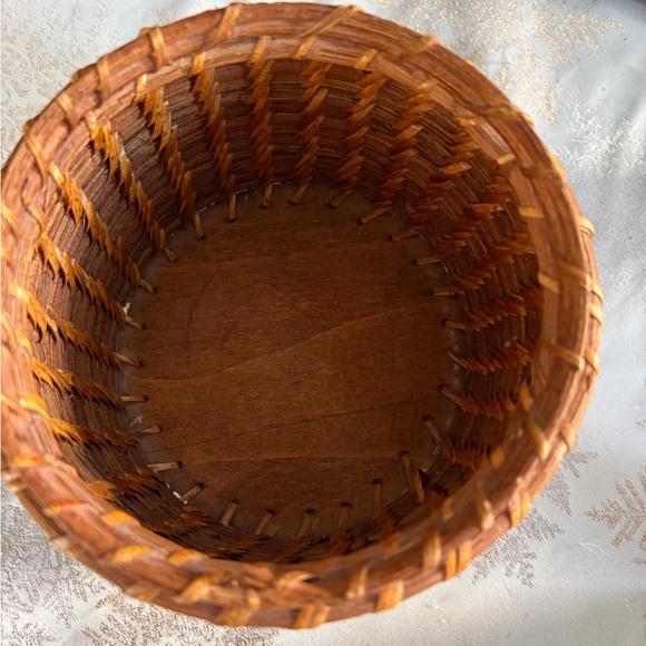 Mackenzie Childs medium wicker rattan canister 6” - Picture 3 of 9